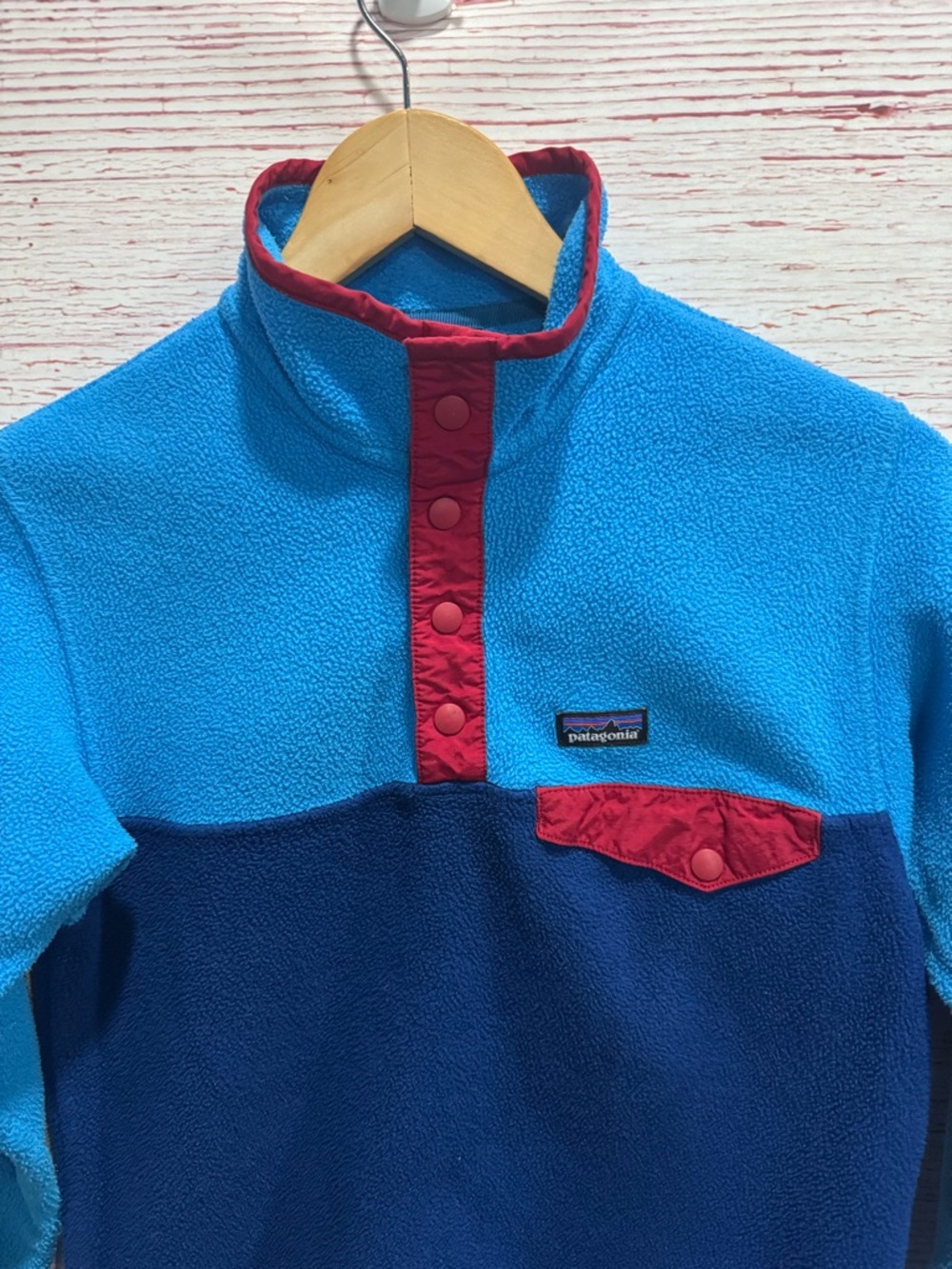 Patagonia Boys' Lightweight Synchilla Snap-T Pullover in Channel Blue Sz M 10 - Picture 4 of 11